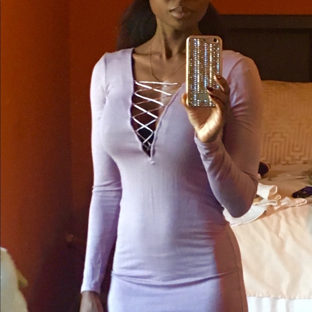 Purple long sleeved dress